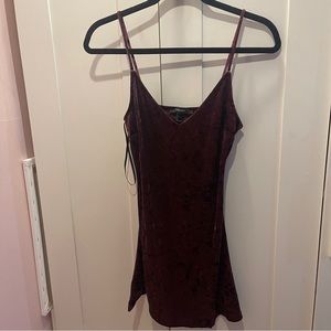 maroon crushed velvet dress